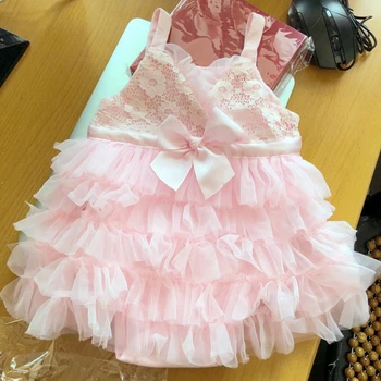 Čipky Luk Baby Šaty Dievča Novorodenca 1 Rok Svadobné Party Letné Šaty jednodielne Dievčenské Oblečenie