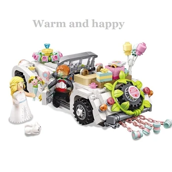 LOZ 1119 Láska Luxusné Svadobné Auto Vozidla Kvet Balón 3D Model DIY Mini Kvádre, Tehly, Budova Hračka pre Deti, Darčeky č Box