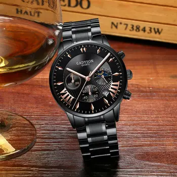 Muži móda bežné hodinky automatické čierne hodinky pánske nehrdzavejúcej ocele business športové mechanické hodinky reloj