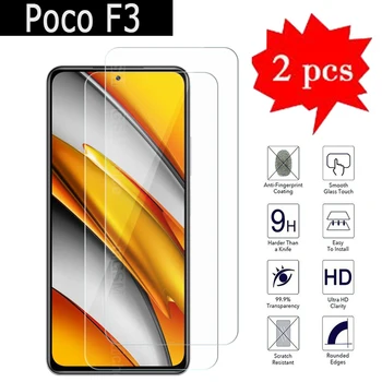 2-1Pcs Premium Skla Pre Poco F3 Kryt Telefónu ochranný Film Na Xiao Poco F3 9H 2.5 D proti Výbuchu Tvrdené Sklo