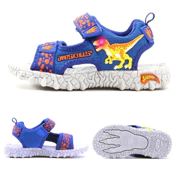 2021 rozsvieti Chlapčenské Športové Sandále Pláži Deti Letné Topánky LED Cut-Outs Deti Sandále T-Rex 3D Non-slip chlapčeka Topánky