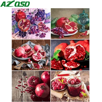 AZQSD Farba Číslo granátové jablko Plátno Súpravy Maľovanie Domova Olej Maľovanie Podľa Čísel, Kvet DIY Akrylová Farba Wall Art